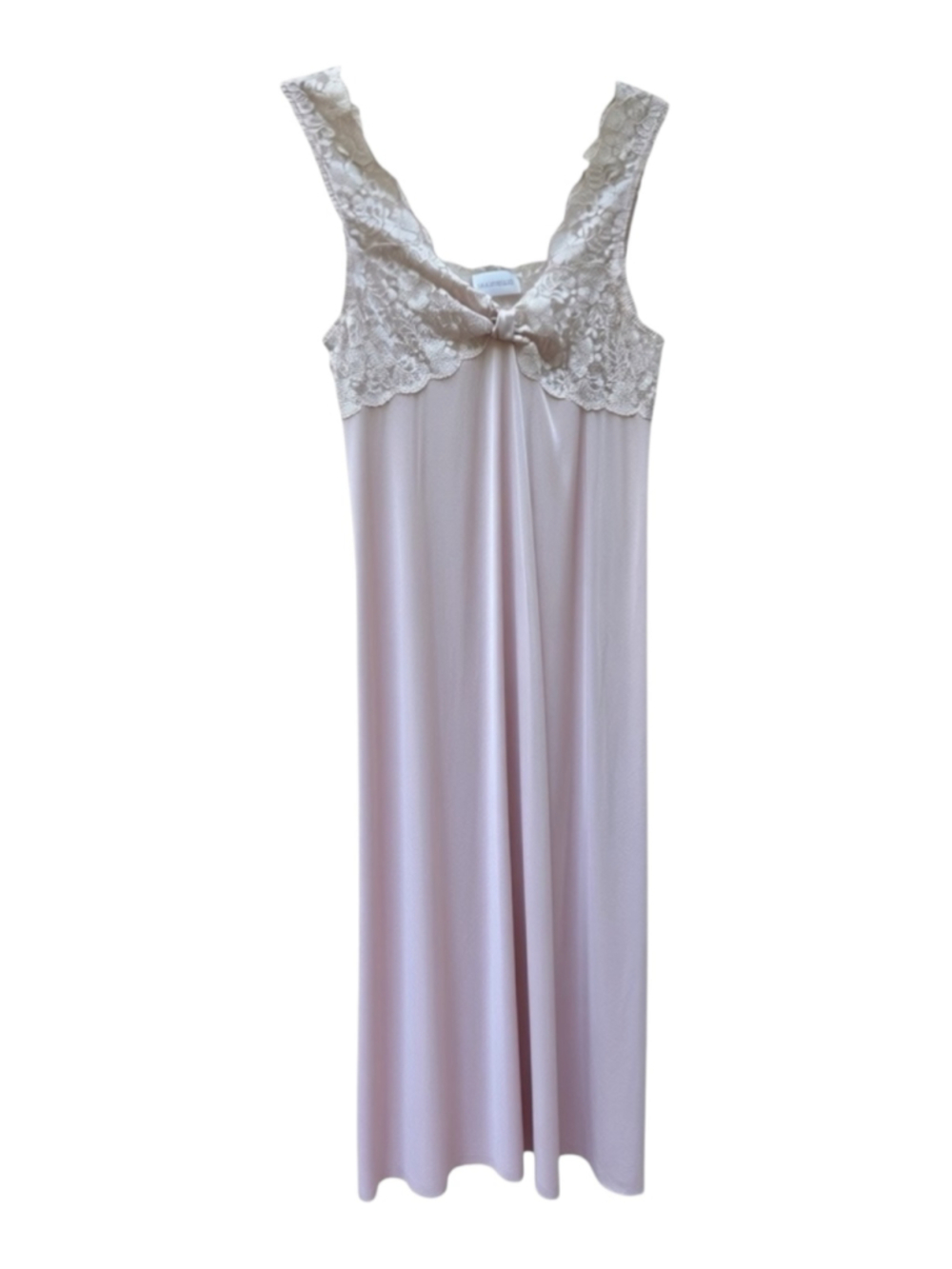 Vintage Shadowline Pink Nightgown Small Med Lace Bodice Full Length Sleep Gown